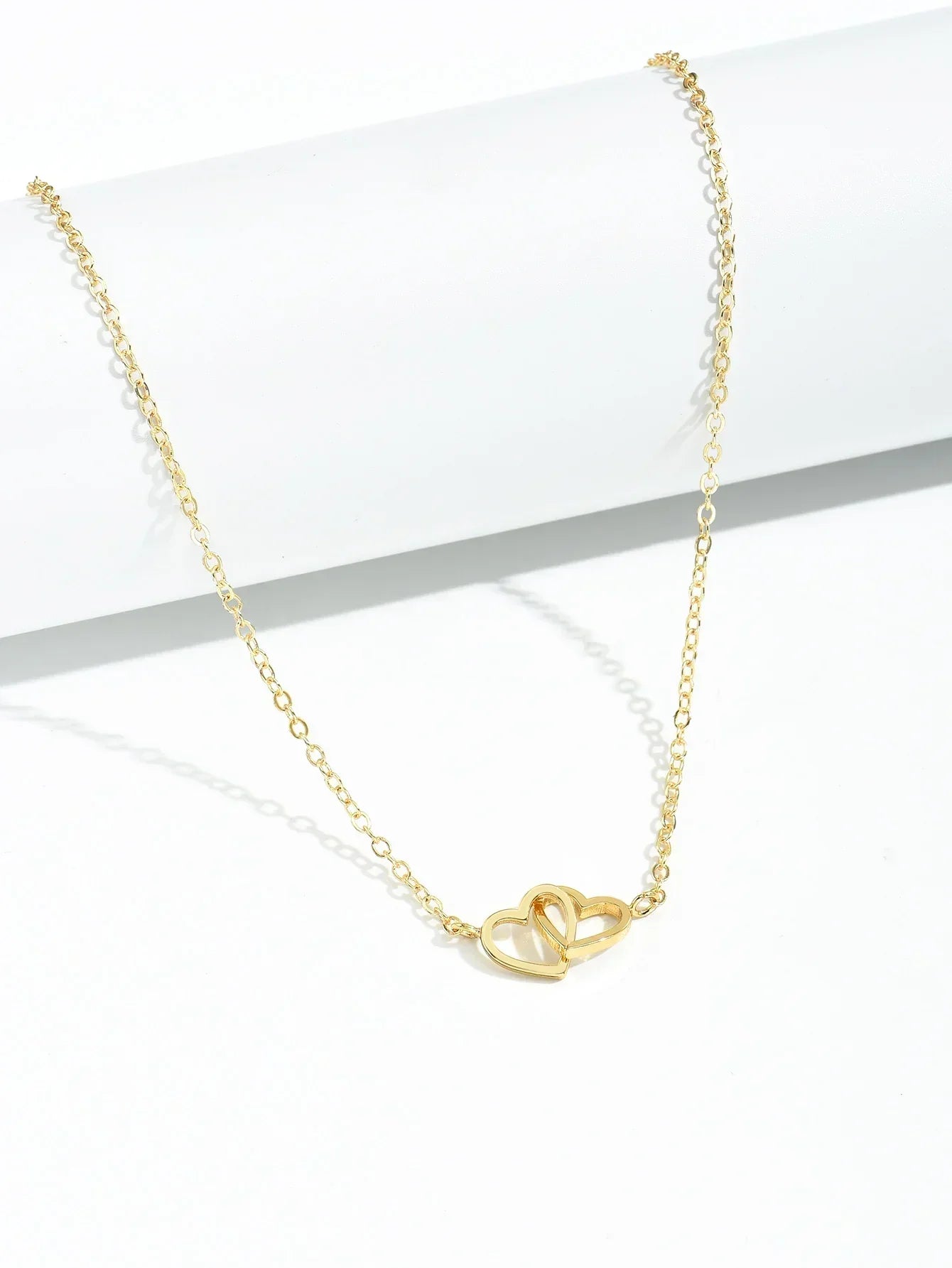 AYLA | Double Heart Necklace in Refined Zinc Alloy