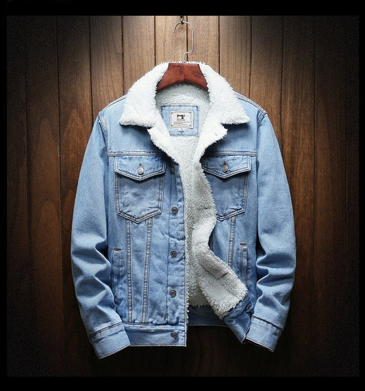 Samuel Men's Fleece-Lined Denim Jacket | Retro Style, Relaxed Fit 0
