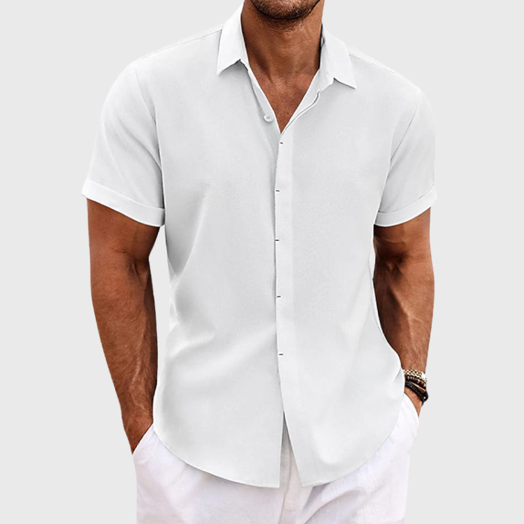 Santos Men's Short Sleeve Shirt | Premium Cotton and Linen Blend 0