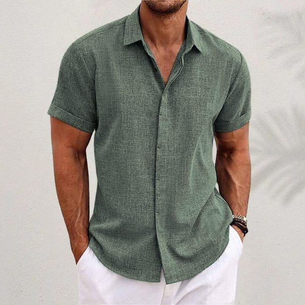 Santos Men's Short Sleeve Shirt | Premium Cotton and Linen Blend 4