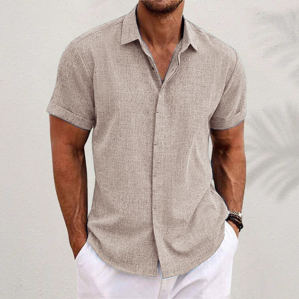 Santos Men's Short Sleeve Shirt | Premium Cotton and Linen Blend 7