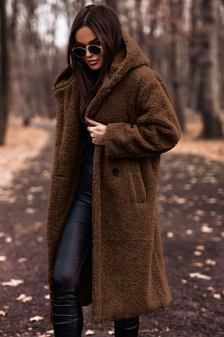 Sari Ladies Trench Coat | Luxurious Teddy Fabric, With Hood