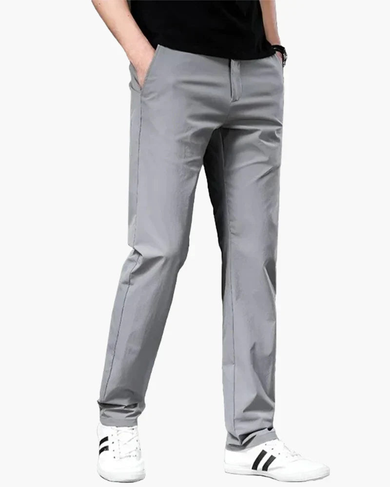 Saxon Men's Slim Tapered Trousers | Soft Cotton with Stretch Waist 0