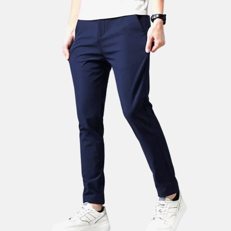 Saxon Men's Slim Tapered Trousers | Soft Cotton with Stretch Waist 1