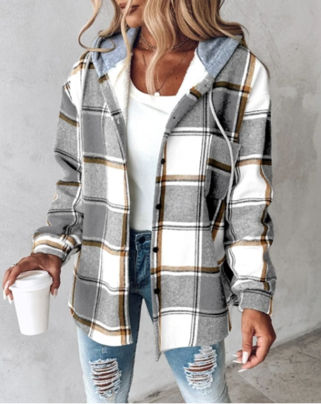 Women's Hoodie in Check Design – Warm & Casual