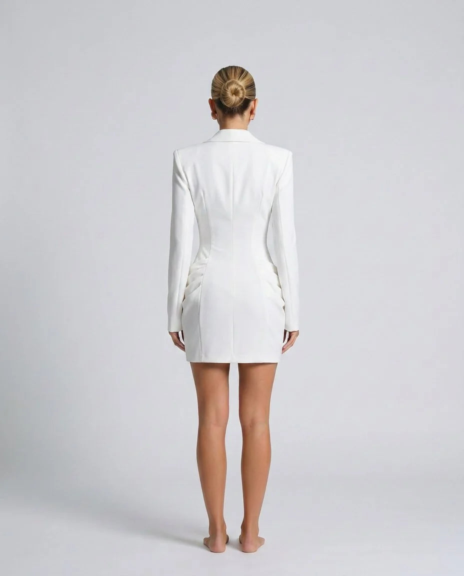 Sela Women's Mini Dress | Button Front, Ruched Waist 6
