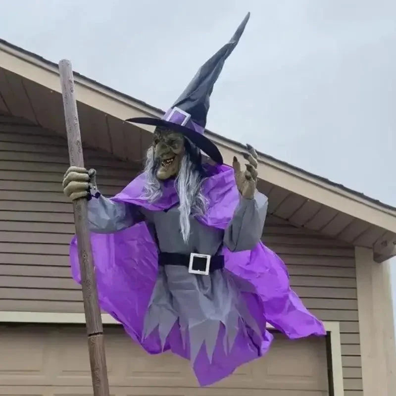 Seren Halloween Flying Witch Decoration | Moving Wings, LED Eyes, Sound Effects 3