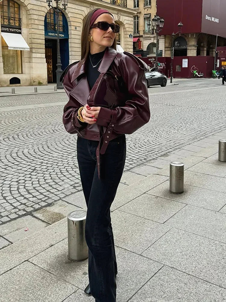 Sienna Women's Leather Jacket | Short Fit, Elegant Zipper