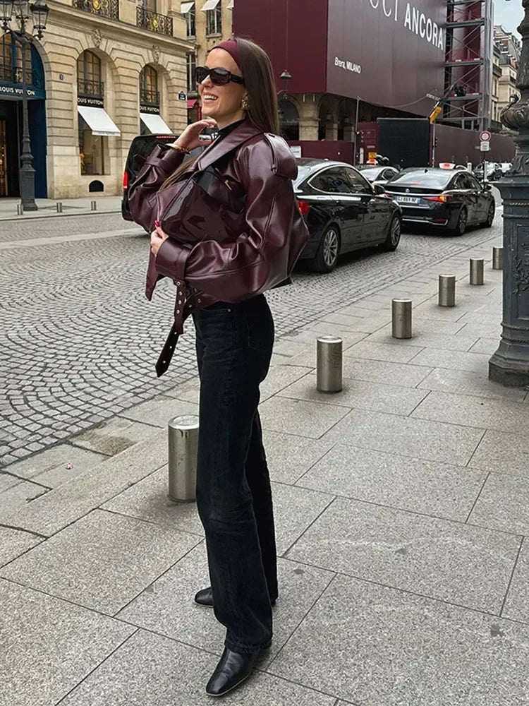 Sienna Women's Leather Jacket | Short Fit, Elegant Zipper