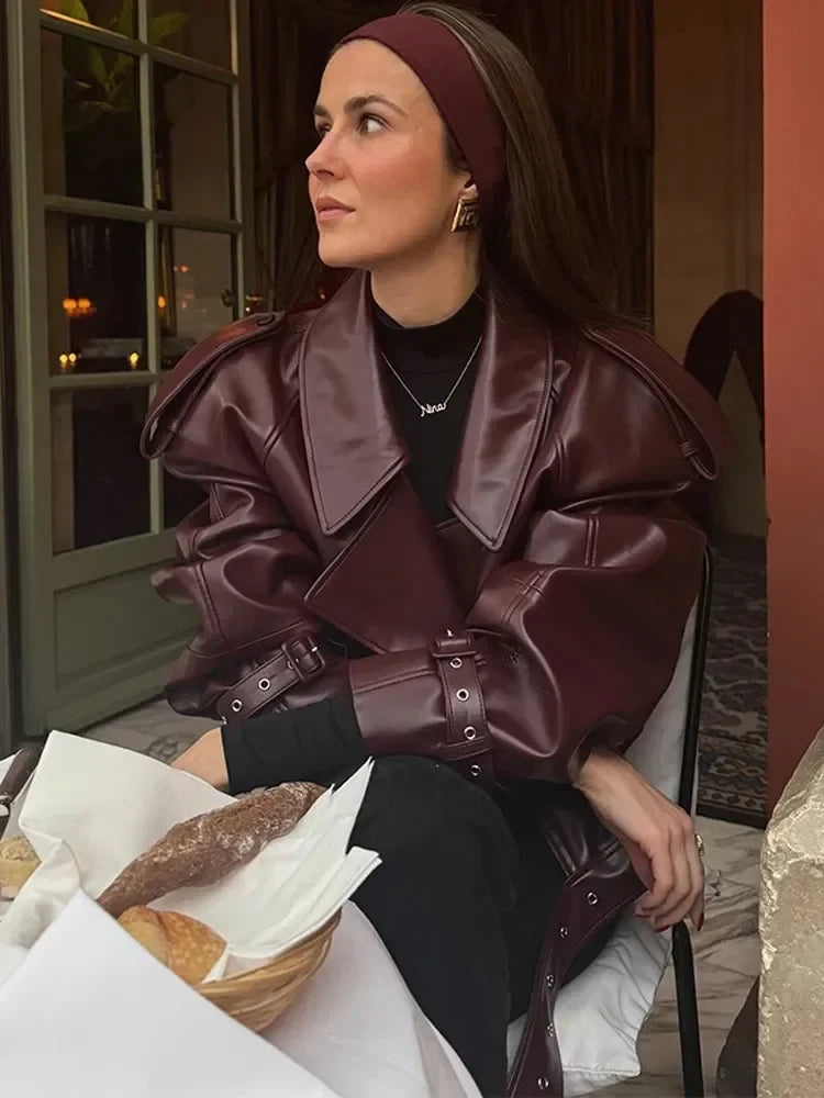 Sienna Women's Leather Jacket | Short Fit, Elegant Zipper