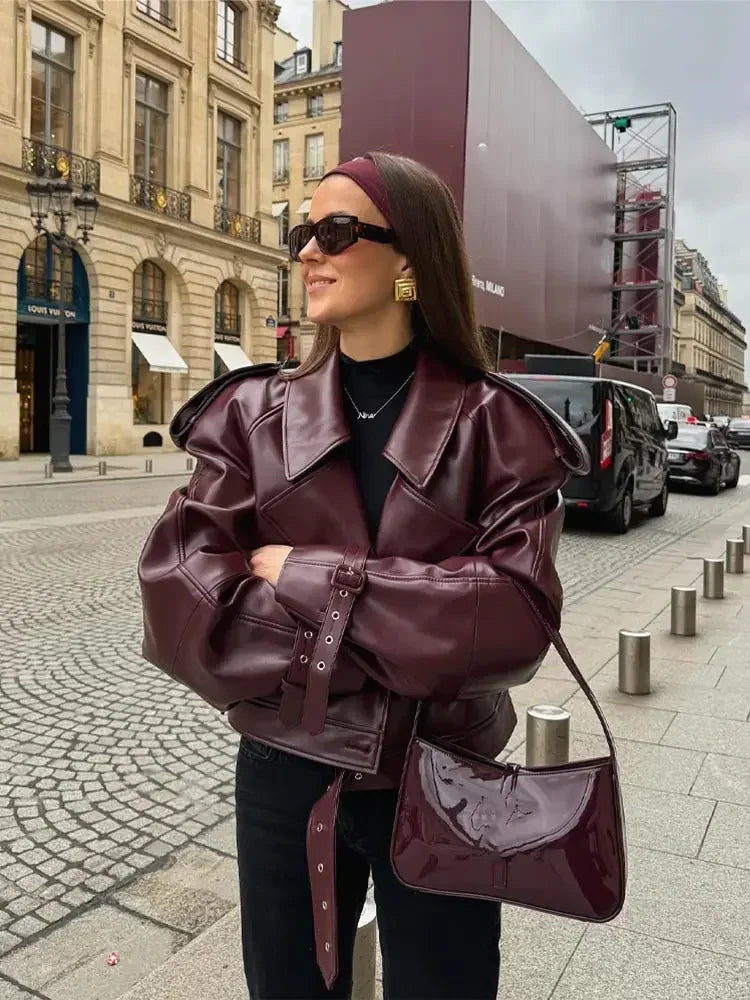 Sienna Women's Leather Jacket | Short Fit, Elegant Zipper