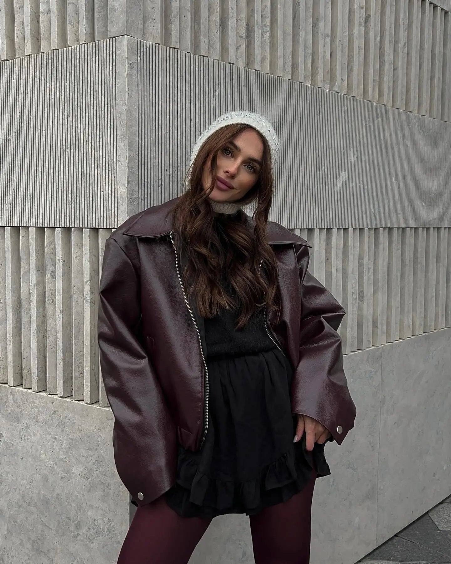 Sienna Women's Leather Jacket | Short Fit, Elegant Zipper