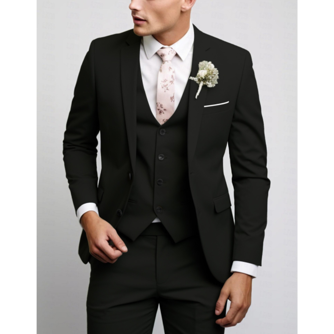 Sleek Men's Suit | 3-Piece Slim Fit Wedding Suit, Light Gray