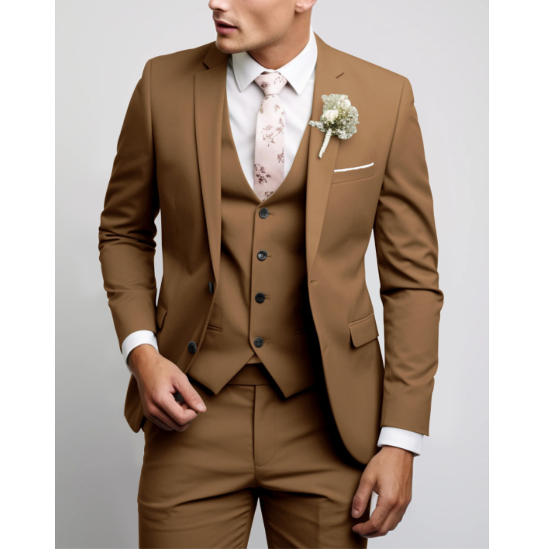 Sleek Men's Suit | 3-Piece Slim Fit Wedding Suit, Light Gray