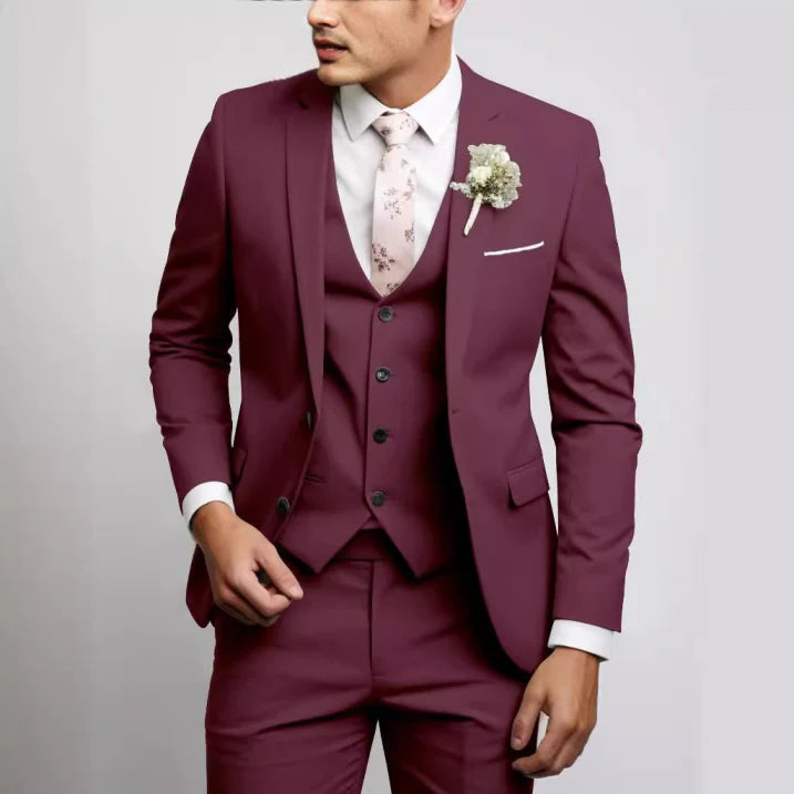 Sleek Men's Suit | 3-Piece Slim Fit Wedding Suit, Light Gray