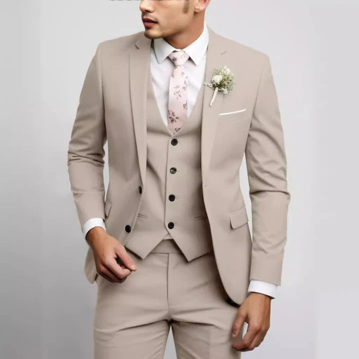Sleek Men's Suit | 3-Piece Slim Fit Wedding Suit, Light Gray
