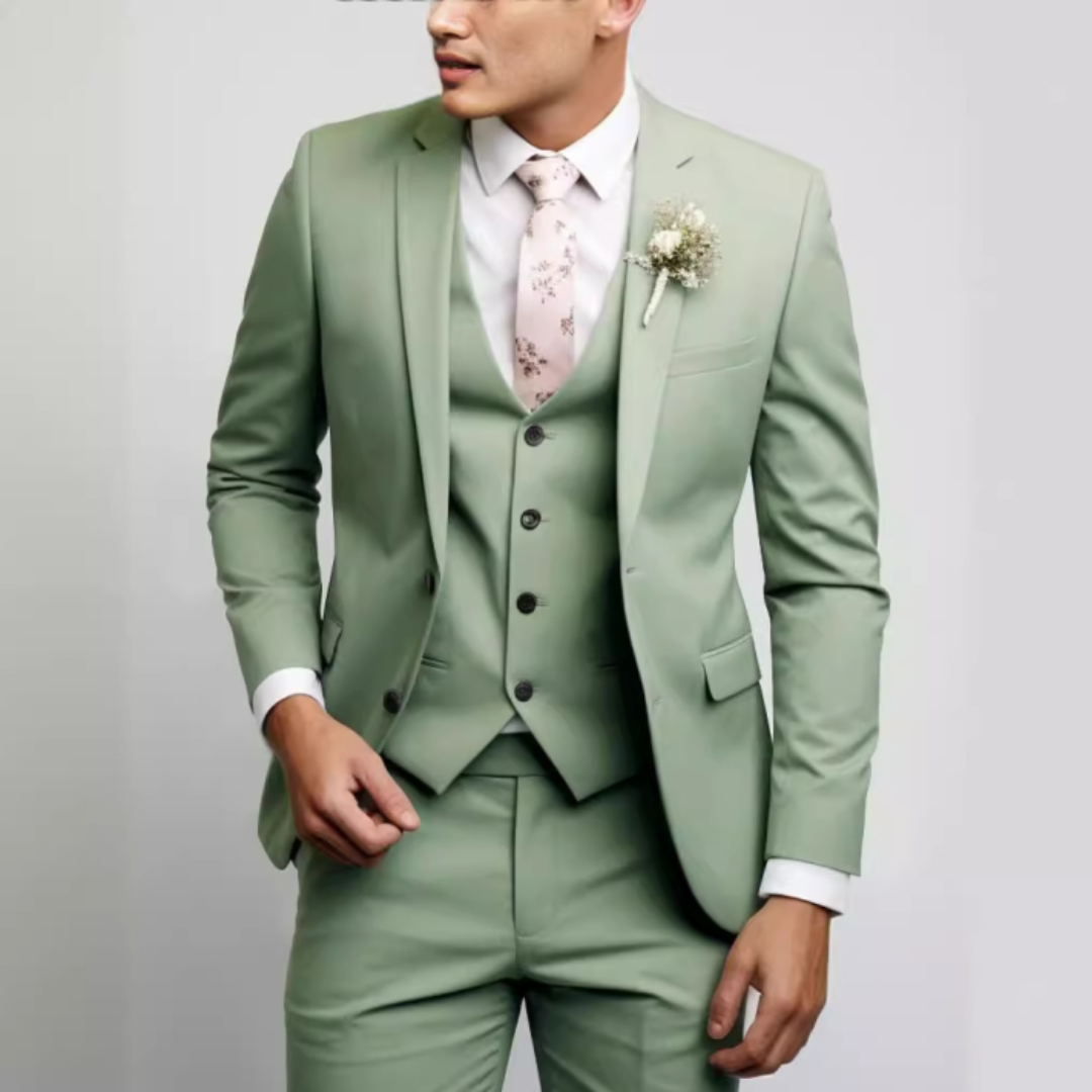 Sleek Men's Suit | 3-Piece Slim Fit Wedding Suit, Light Gray