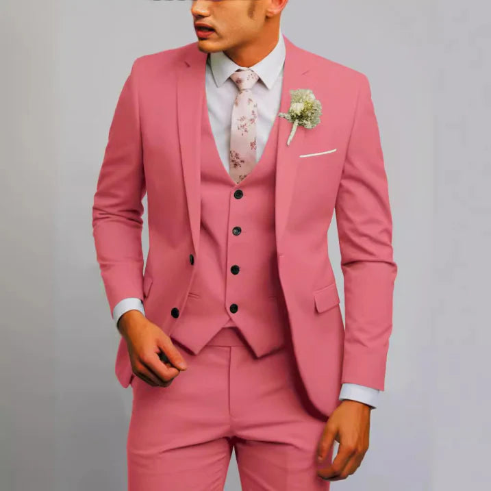 Sleek Men's Suit | 3-Piece Slim Fit Wedding Suit, Light Gray
