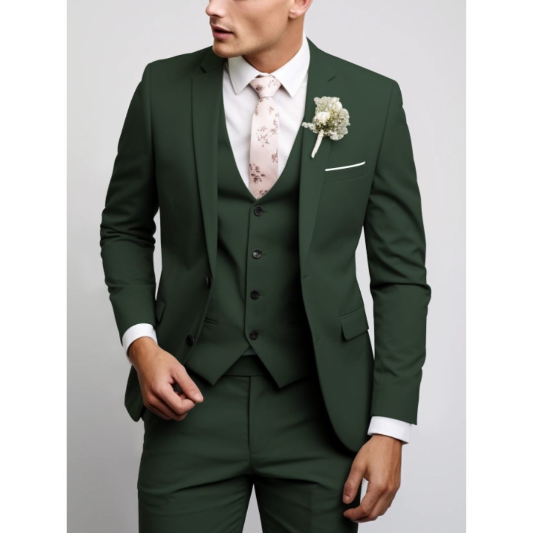 Sleek Men's Suit | 3-Piece Slim Fit Wedding Suit, Light Gray