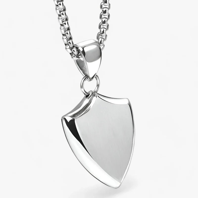 Sleek Men's Necklace | Stainless Steel Shield Pendant 0