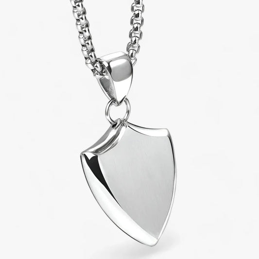 Sleek Men's Necklace | Stainless Steel Shield Pendant 0