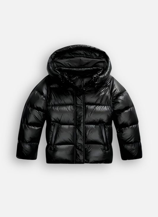 Women's Winter Jacket with Lightweight Insulation and Shiny Finish - Long Women's Coat for Cold Days