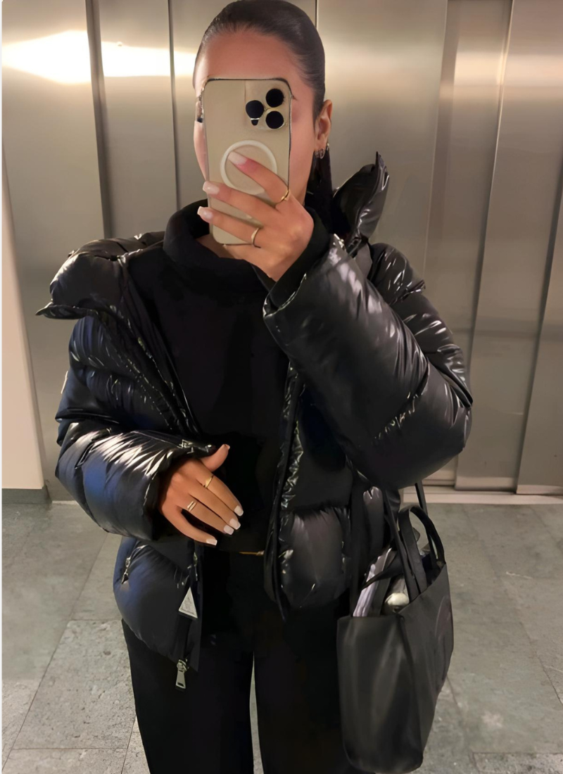Women's Winter Jacket with Lightweight Insulation and Shiny Finish - Long Women's Coat for Cold Days
