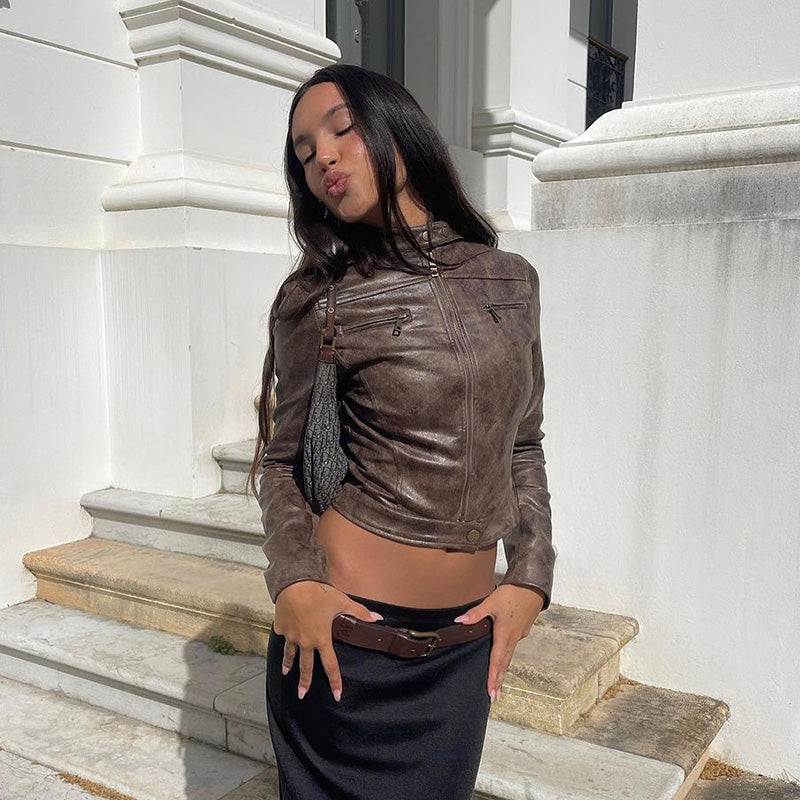 Sophie Vintage Faux Leather Jacket | Soft Imitation Leather, Tailored Fit