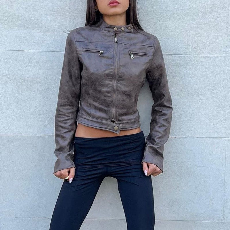 Sophie Vintage Faux Leather Jacket | Soft Imitation Leather, Tailored Fit