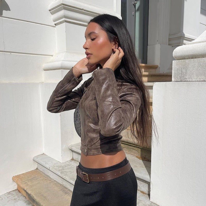 Sophie Vintage Faux Leather Jacket | Soft Imitation Leather, Tailored Fit