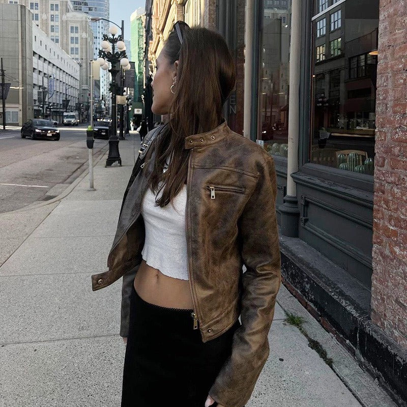 Sophie Vintage Faux Leather Jacket | Soft Imitation Leather, Tailored Fit