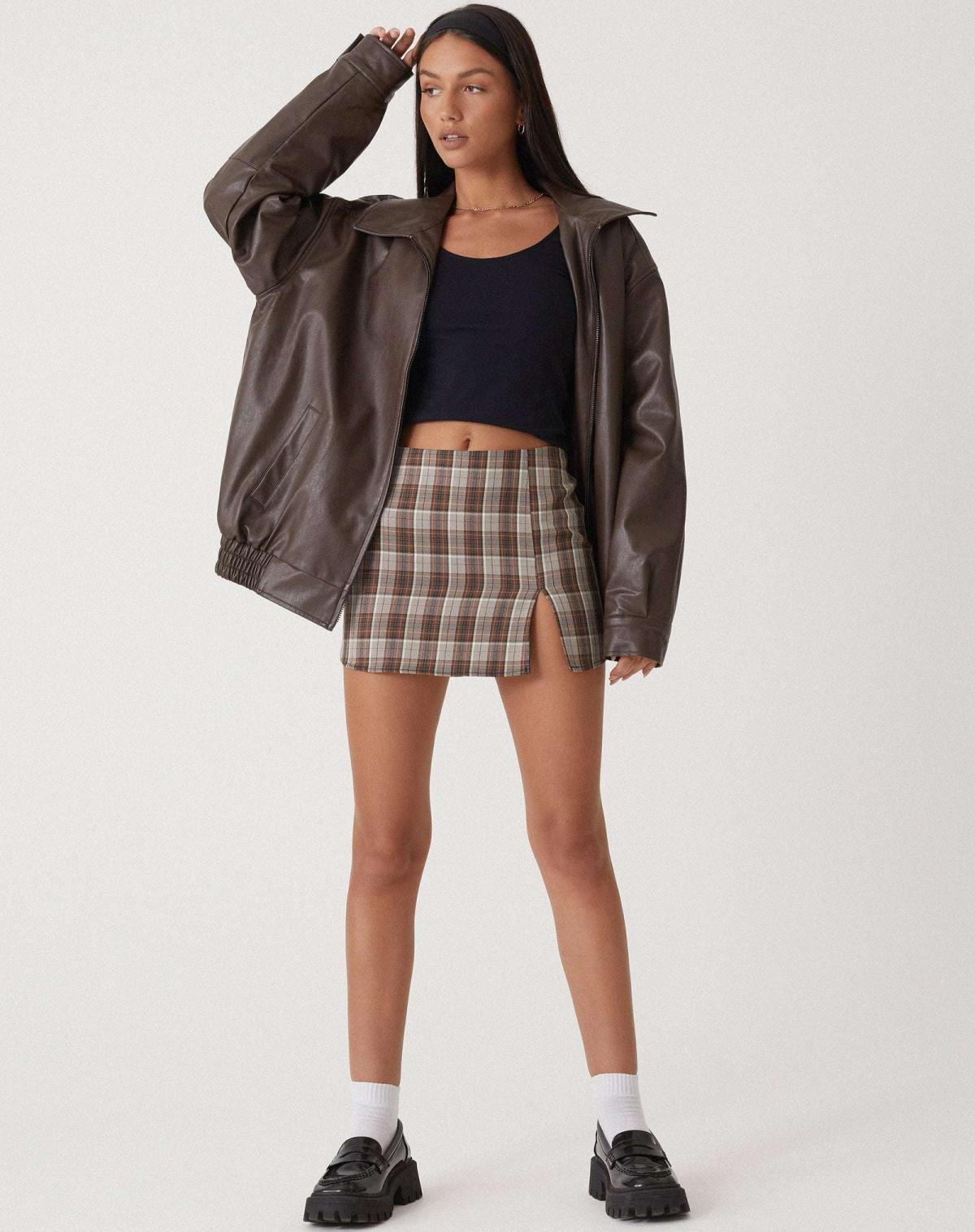 Sophie Women's Jacket | Oversized PU Leather, Casual Brown 1