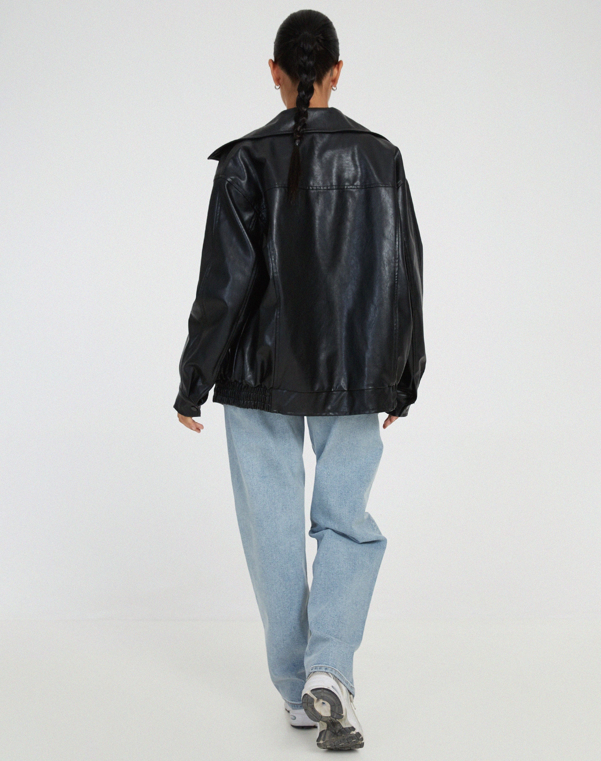 Sophie Women's Jacket | Oversized PU Leather, Casual Brown 5