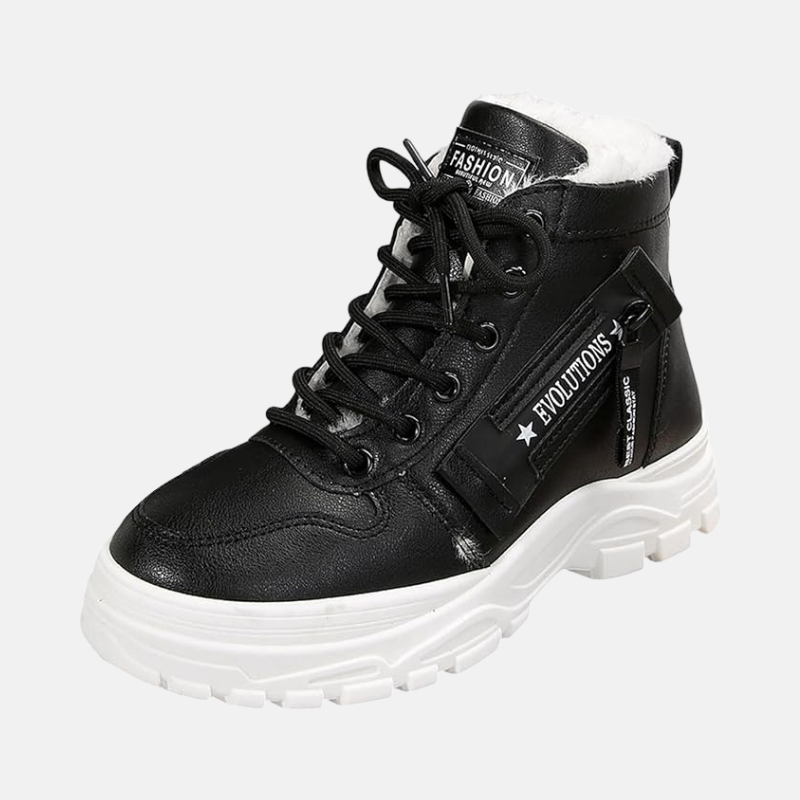 Sora Women's Ankle Boots | Real Leather, Fleece-Wool Lined, Black