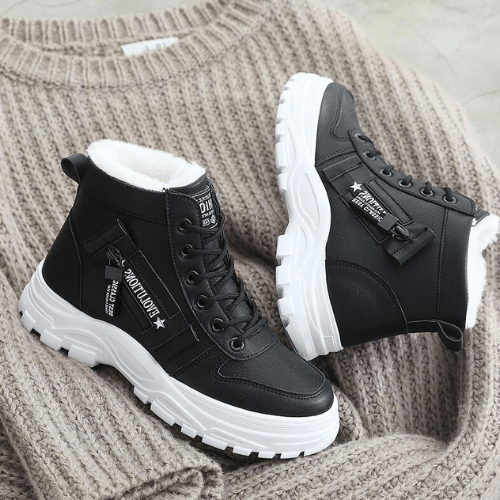 Sora Women's Ankle Boots | Real Leather, Fleece-Wool Lined, Black