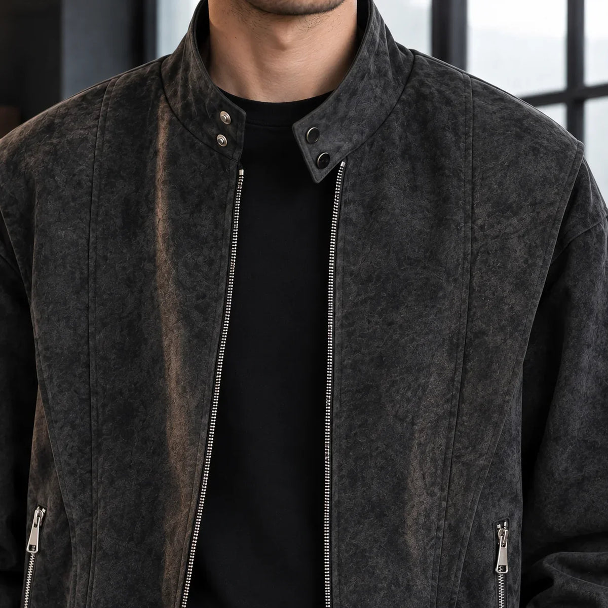 Soren Men's Jacket | Suede-Look Fabric, Relaxed Fit Bomber 1