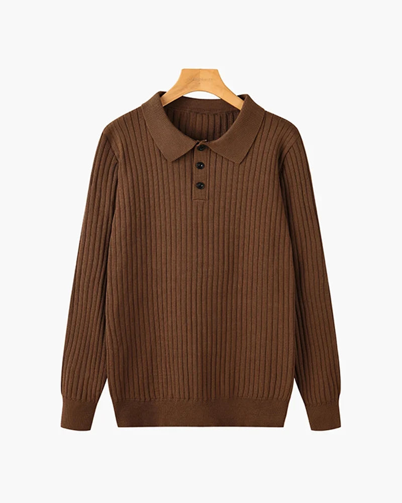 Soren Men's Long Sleeve Polo Shirt | Textured Rib Knit, Slim Fit 7