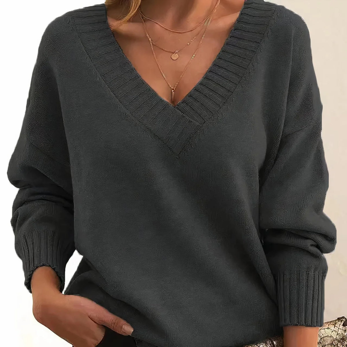 Sorin Women's V-Neck Sweater | Soft Knit, Relaxed Fit 1