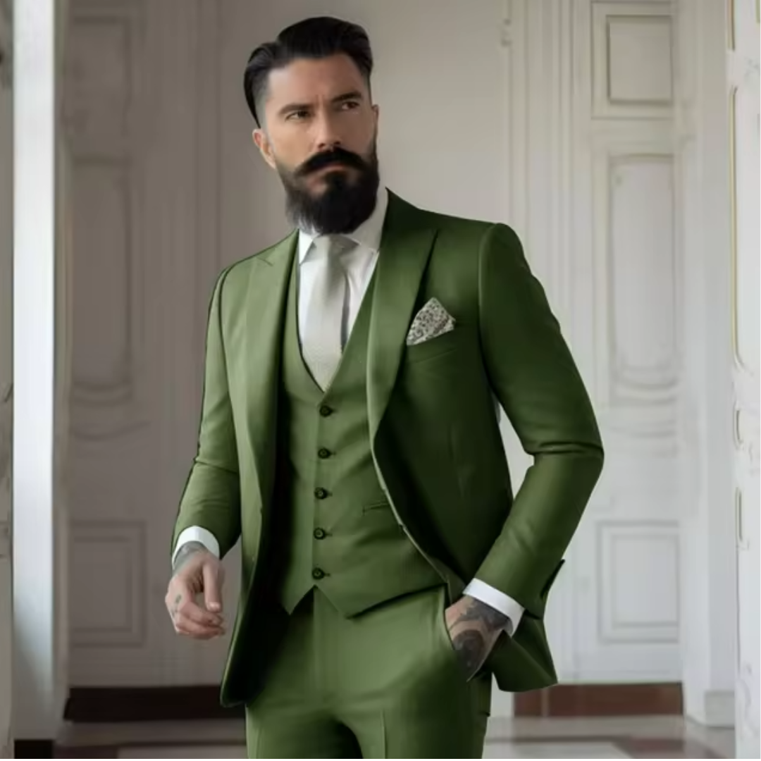 Sven Three-Piece Men's Wedding Guest Suit | Sage Green, Elegant