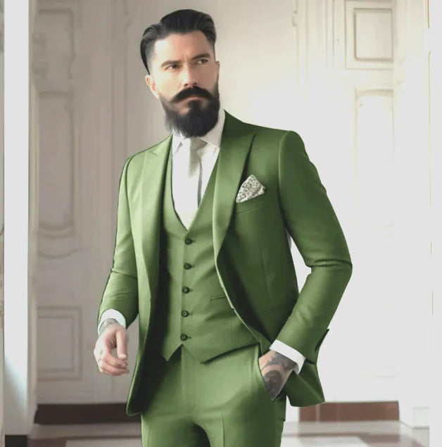 Sven Three-Piece Men's Wedding Guest Suit | Sage Green, Elegant