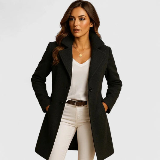 Talia Women's Long Coat | Tailored Silhouette, Notch Lapels 0