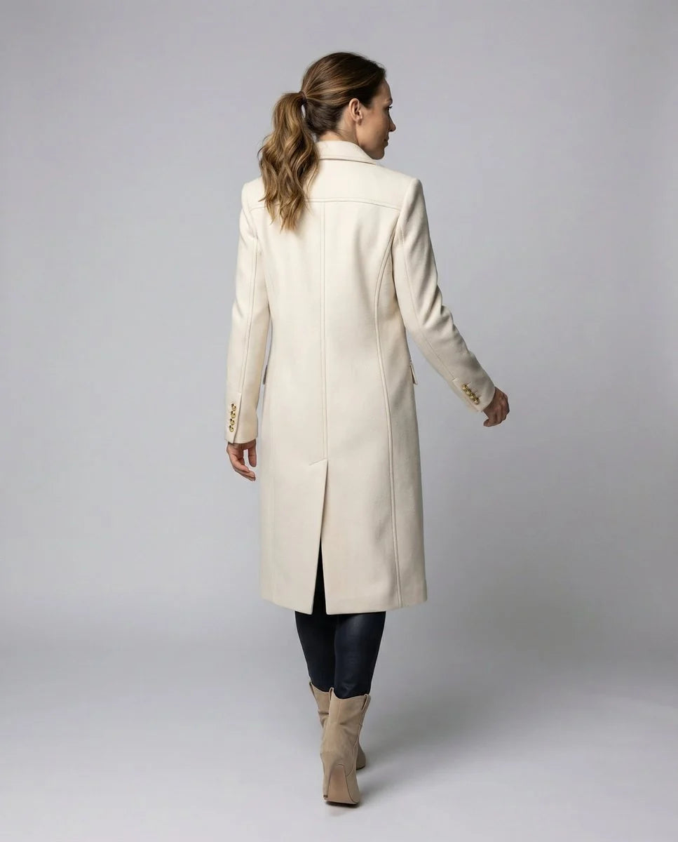 Talia Women's Midi Overcoat | Structured Fabric, Double-Breasted 2