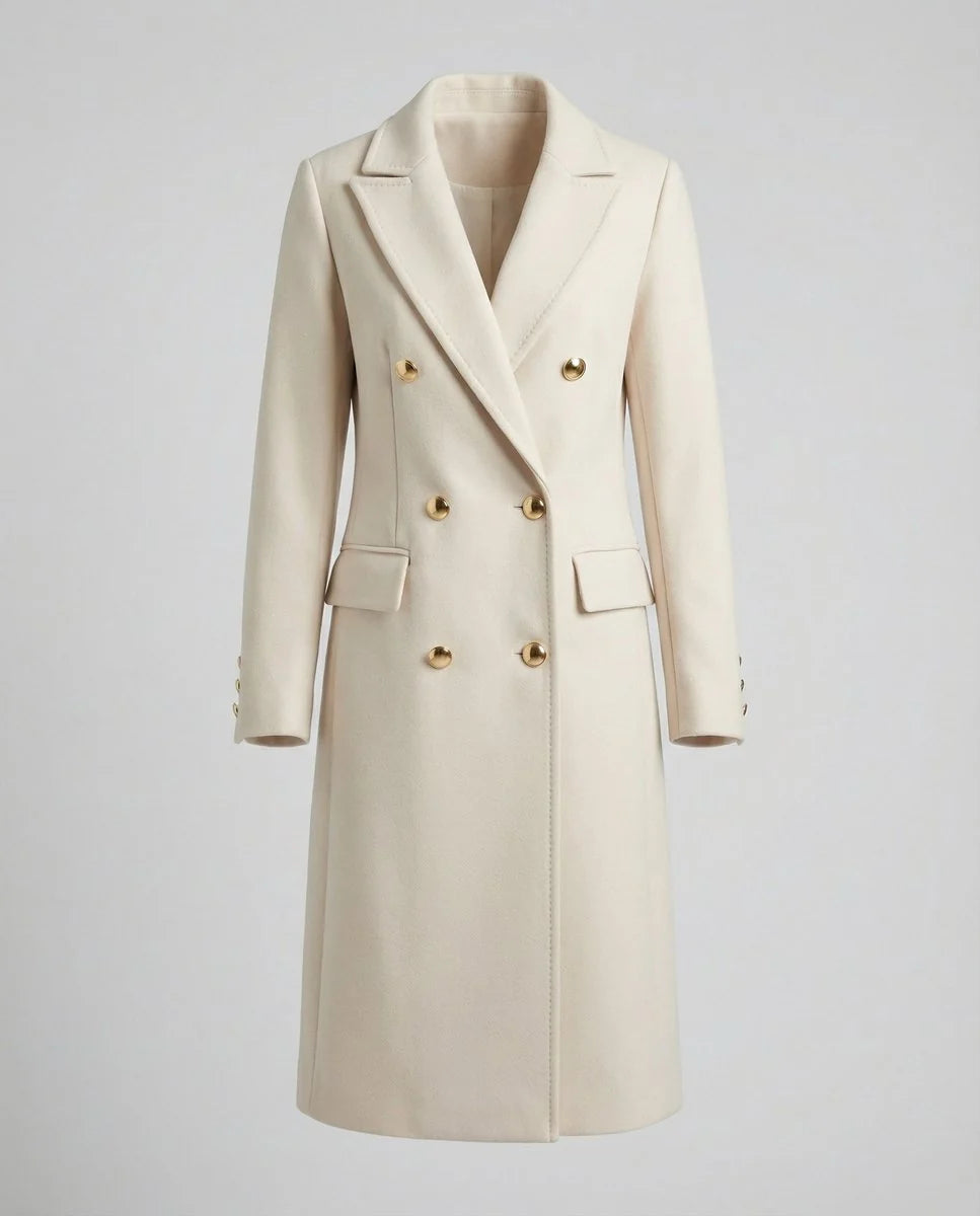 Talia Women's Midi Overcoat | Structured Fabric, Double-Breasted 5