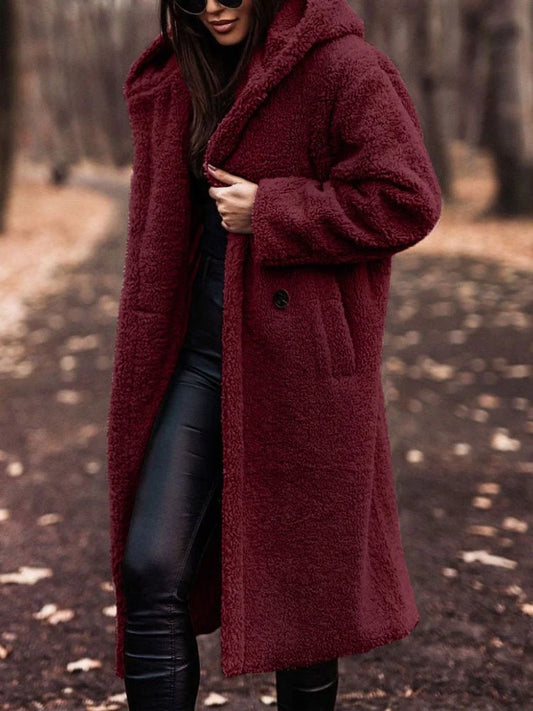 Talia Women's Oversized Teddy Overcoat | Notch Collar, Deep Pockets 1