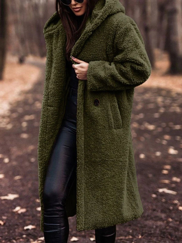 Talia Women's Oversized Teddy Overcoat | Notch Collar, Deep Pockets 6