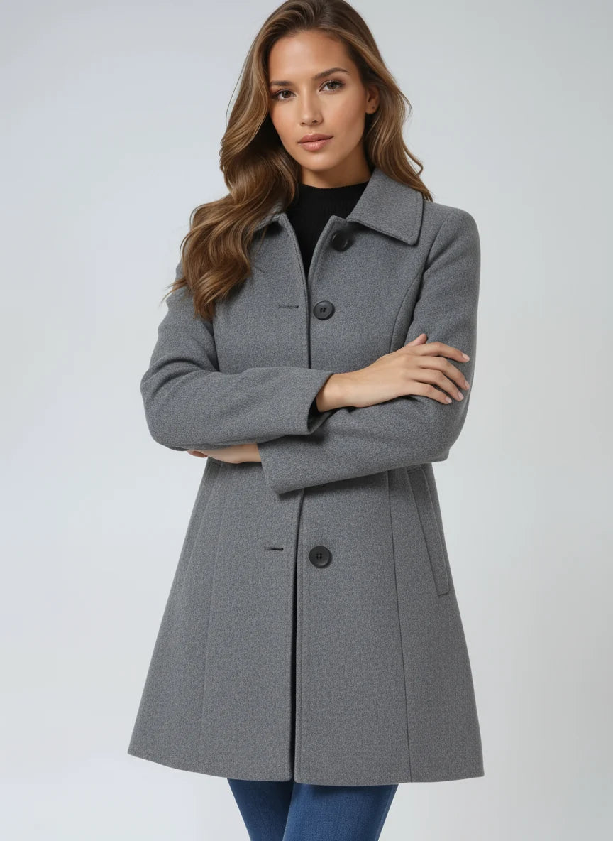 Talia Women's Tailored Trench Coat | Classic Collar, Button Front 0