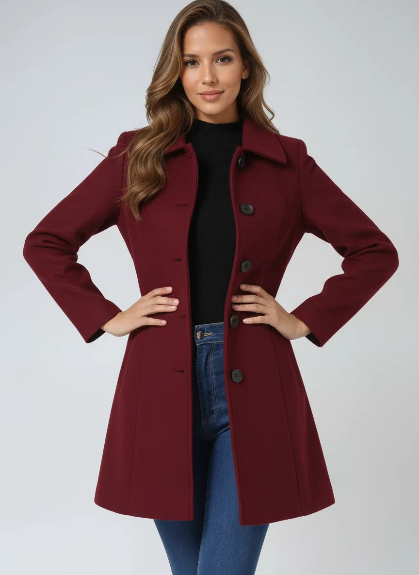 Talia Women's Tailored Trench Coat | Classic Collar, Button Front 1