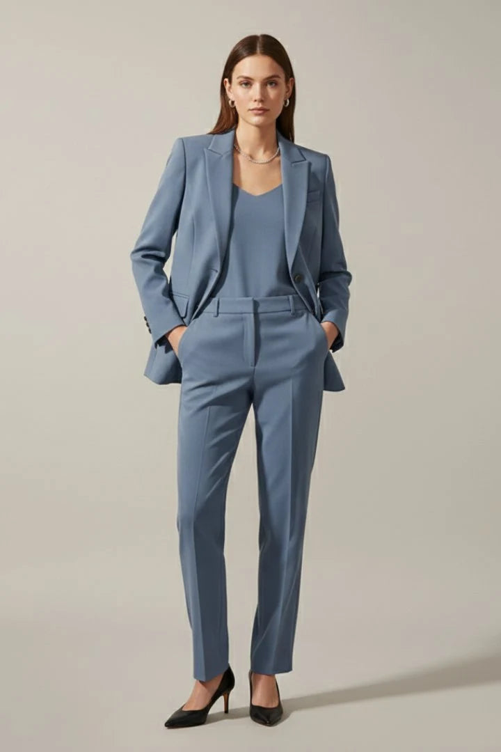 Talia Women's Two-Piece Suit Set | Notched Lapel Blazer and Trousers 0