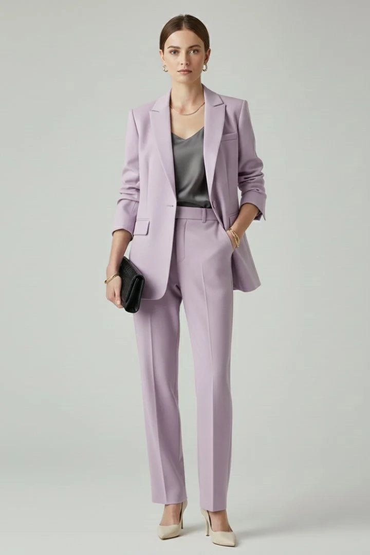 Talia Women's Two-Piece Suit Set | Single-Breasted Blazer, Straight Leg Trousers 2