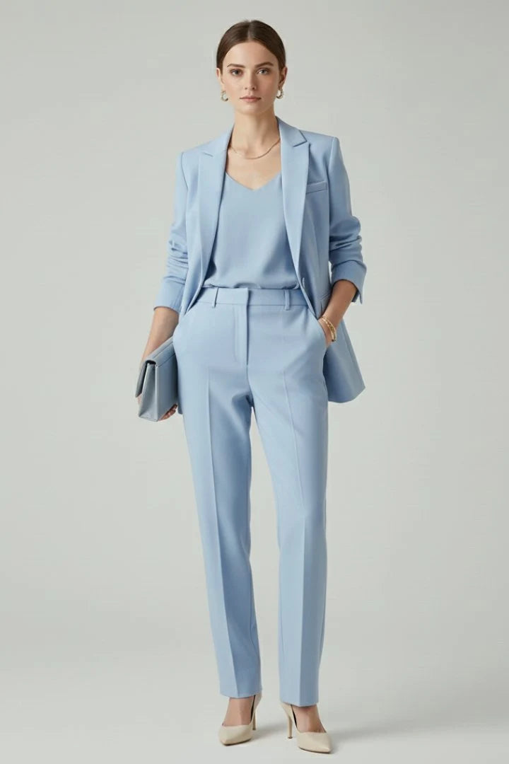Talia Women's Two-Piece Suit Set | Single-Breasted Blazer, Straight Leg Trousers 3